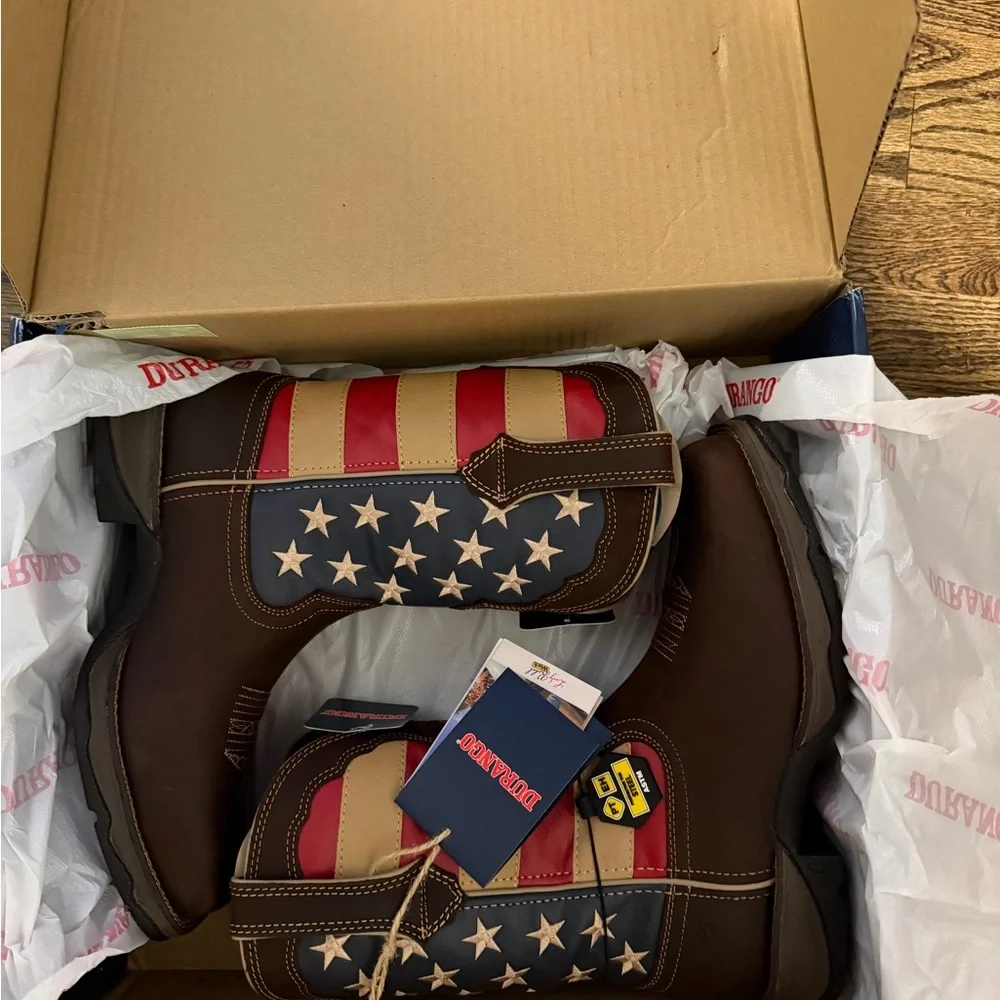 LADY REBEL WORK™ BY DURANGO® STEEL TOE PATRIOTIC FLAG WORK BOOTS DRD0234  9